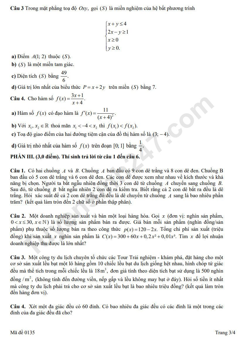 De thi thu tot nghiep THPT mon Toan 2026 - Chuyen DH Vinh lan 1