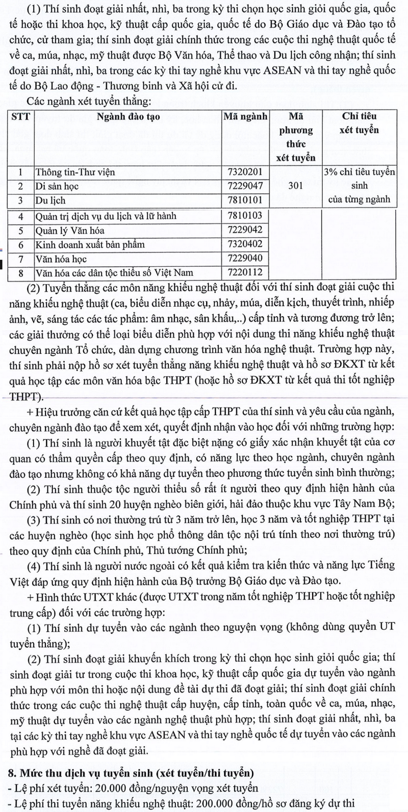 Thong tin tuyen sinh truong Dai hoc Van hoa TPHCM 2026