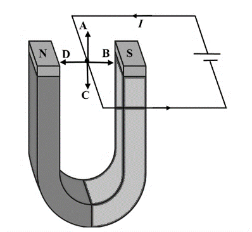Một dây dẫn mang dòng điện được đặt giữa hai cực của một nam ...
