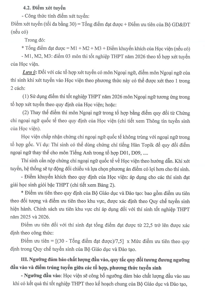 Thong tin tuyen sinh Hoc vien Ngoai giao 2026