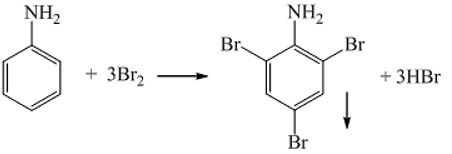 C6H5NH2 + Br2 → C6H3Br3NH2 + HBr | aniline + Br2