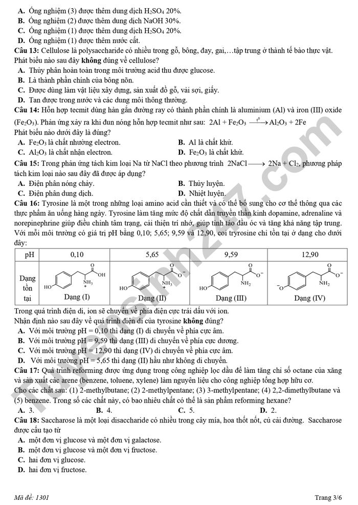 De thi thu TN THPT 2026 lan 2 mon Hoa - Cum 13 truong THPT Hai Phong