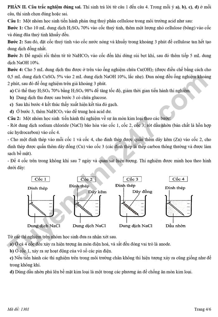 De thi thu TN THPT 2026 lan 2 mon Hoa - Cum 13 truong THPT Hai Phong