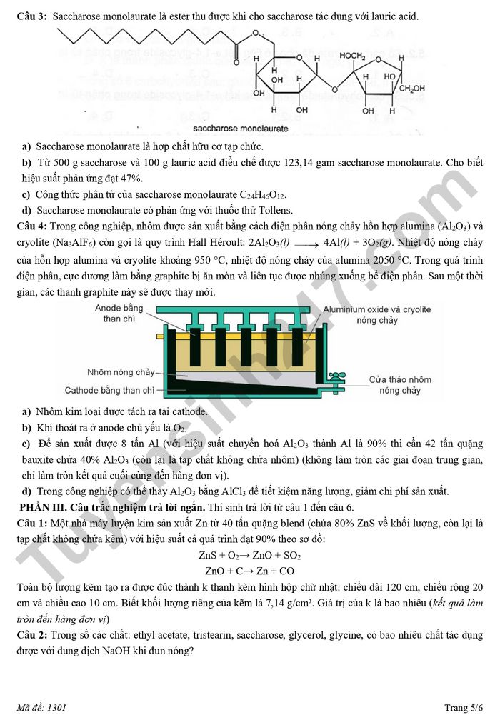De thi thu TN THPT 2026 lan 2 mon Hoa - Cum 13 truong THPT Hai Phong