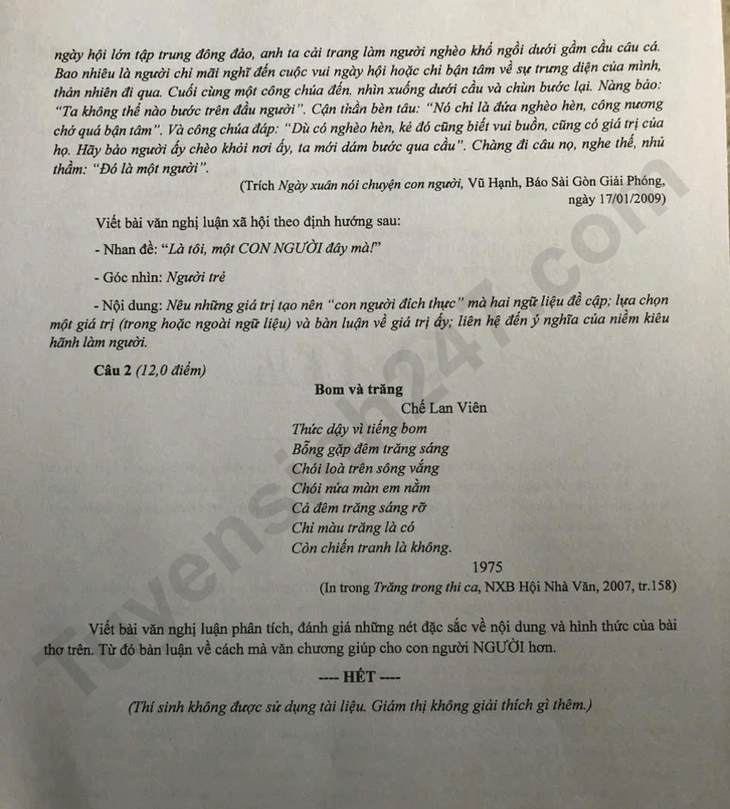 De thi hoc sinh gioi lop 12 TPHCM mon Van 2026