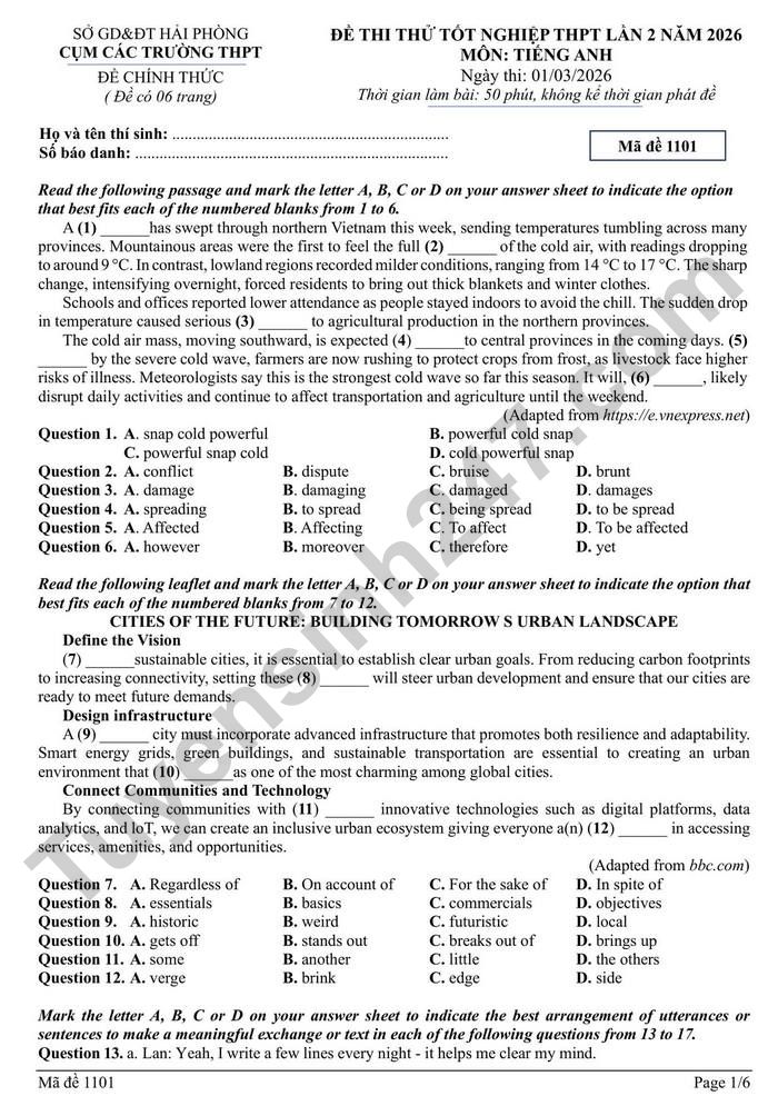 De thi thu mon Anh tot nghiep THPT 2026 lan 2 - Cum truong THPT Hai Phong