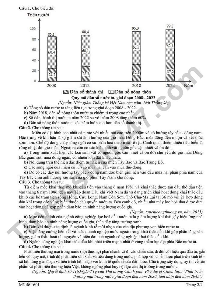 De thi thu TN THPT lan 2 nam 2026 mon Dia - Cum 13 truong THPT Hai Phong