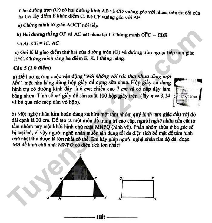 De thi thu vao lop 10 nam 2026 mon Toan - THCS Hung Dung lan 1