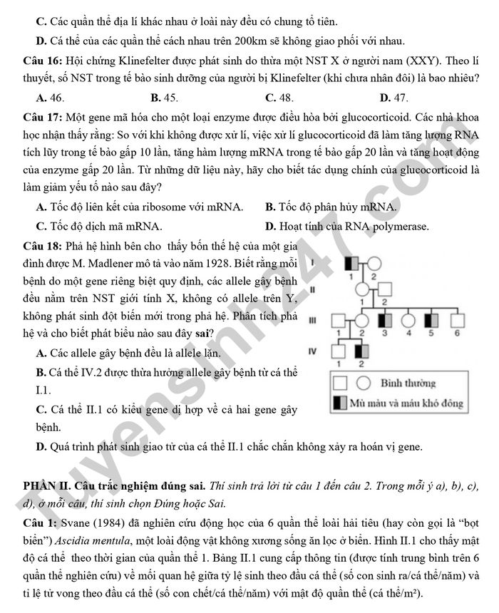 De thi thu tot nghiep THPT mon Sinh 2026 - THPT Chuyen Phan Boi Chau - Chuyen Ha Tinh