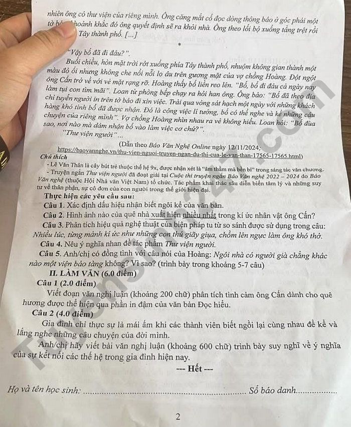 De thi thu TN THPT nam 2026 mon Van - Lien truong THPT Nghe An