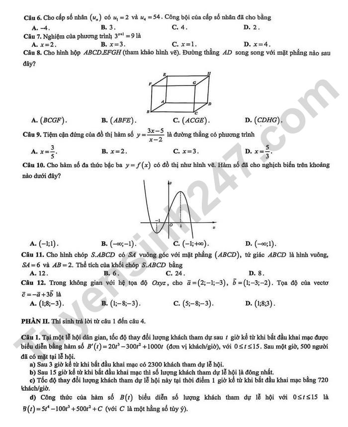 De thi thu tot nghiep THPT 2026 mon Toan - Thai Nguyen (dot 1)