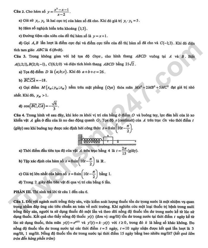 De thi thu tot nghiep THPT 2026 mon Toan - Thai Nguyen (dot 1)