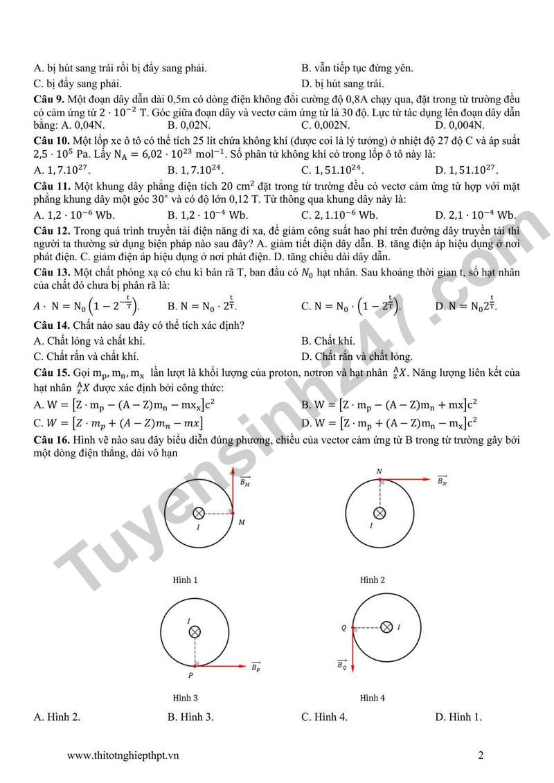 De thi thu tot nghiep THPT 2026 mon Vat li cua Truong Chuyen Khoa hoc Tu nhien