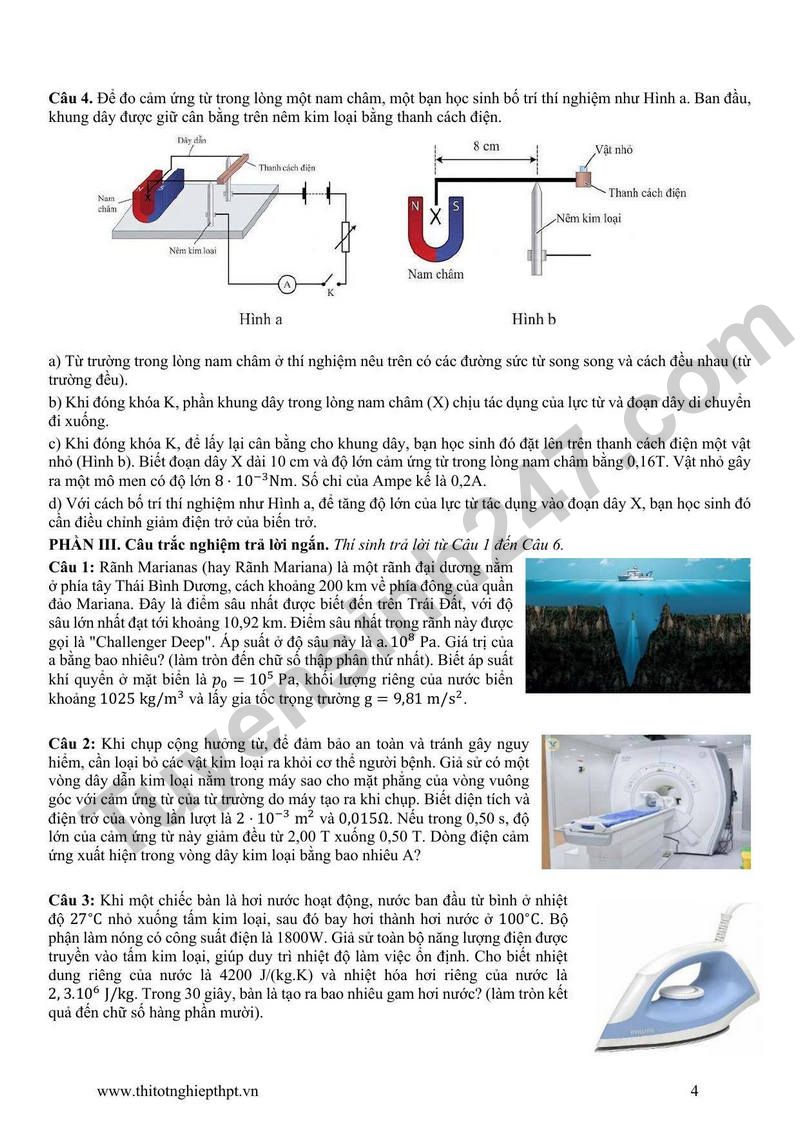 De thi thu tot nghiep THPT 2026 mon Vat li cua Truong Chuyen Khoa hoc Tu nhien