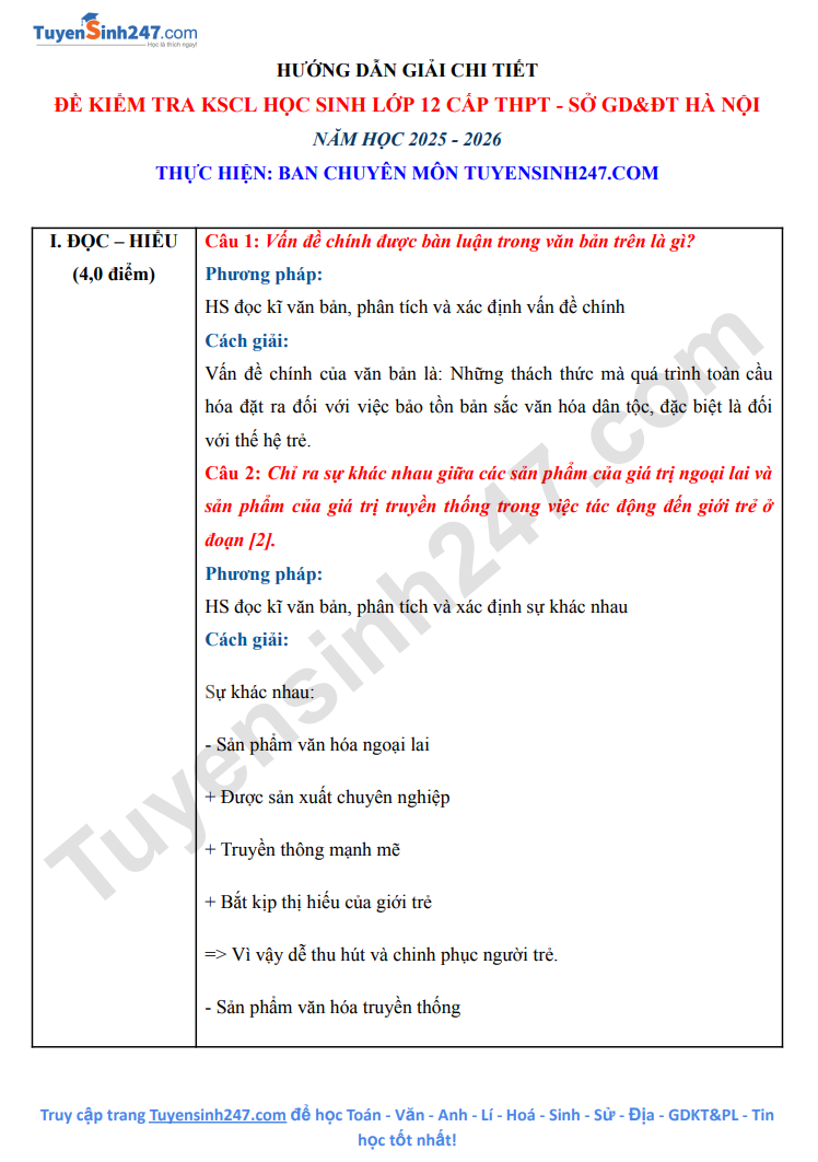 Huong dan giai De thi khao sat mon Van lop 12 - So GD Ha Noi 2026