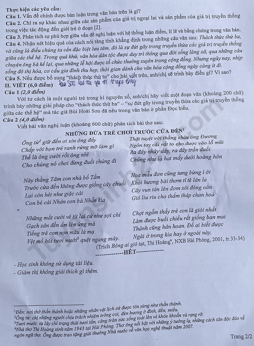 Huong dan giai De thi khao sat mon Van lop 12 - So GD Ha Noi 2026