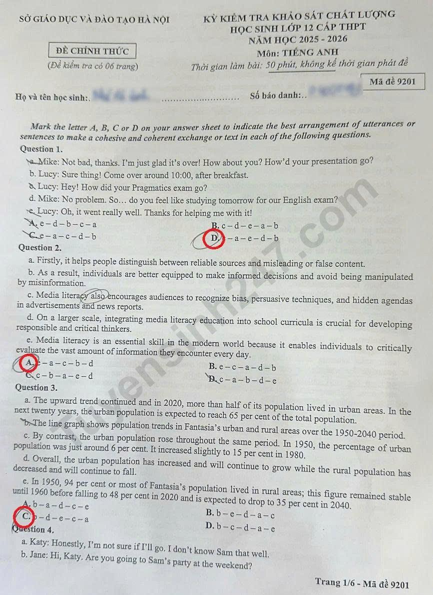Huong dan giai mon Anh De thi khao sat lop 12 - Ha Noi 2026