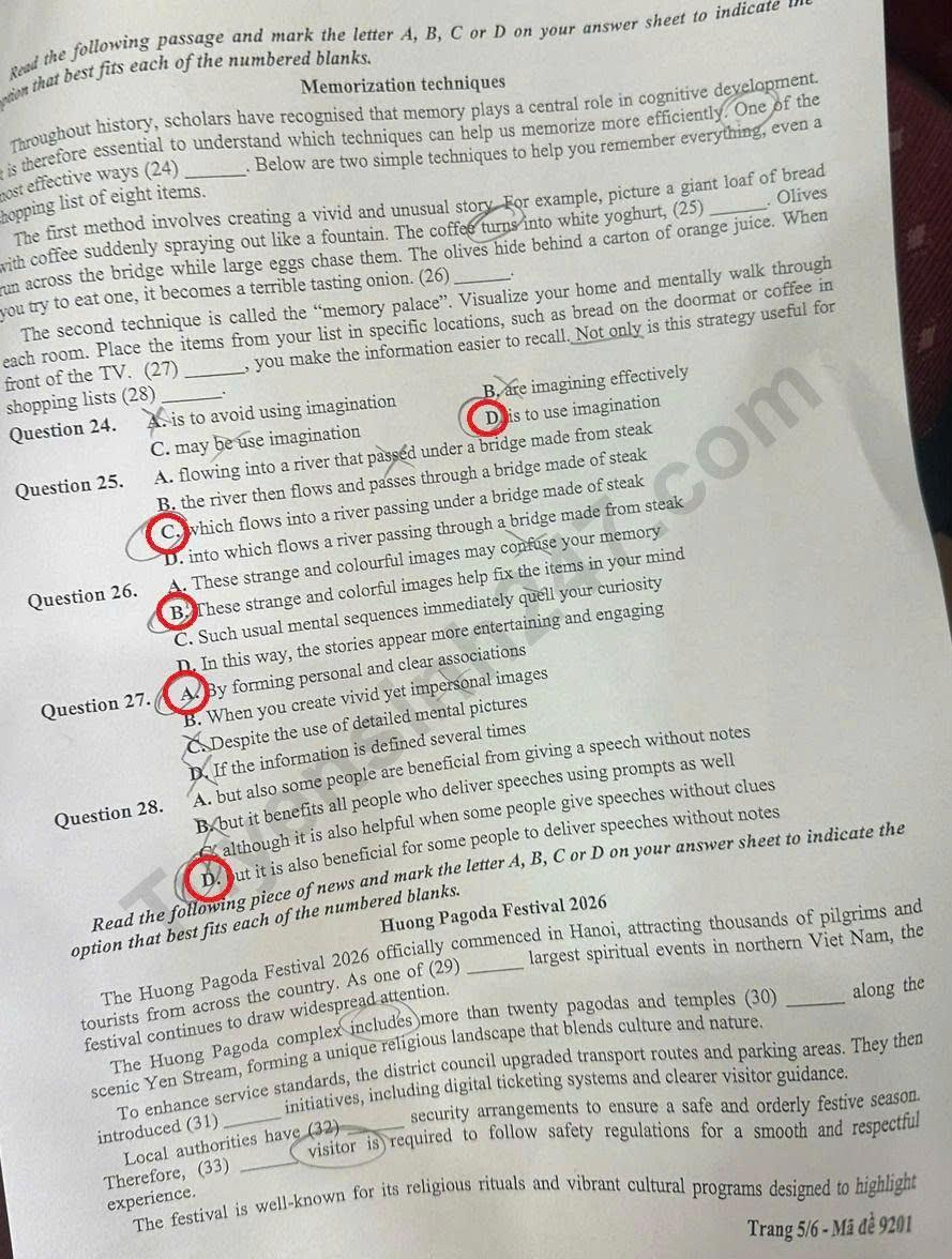 Huong dan giai mon Anh De thi khao sat lop 12 - Ha Noi 2026