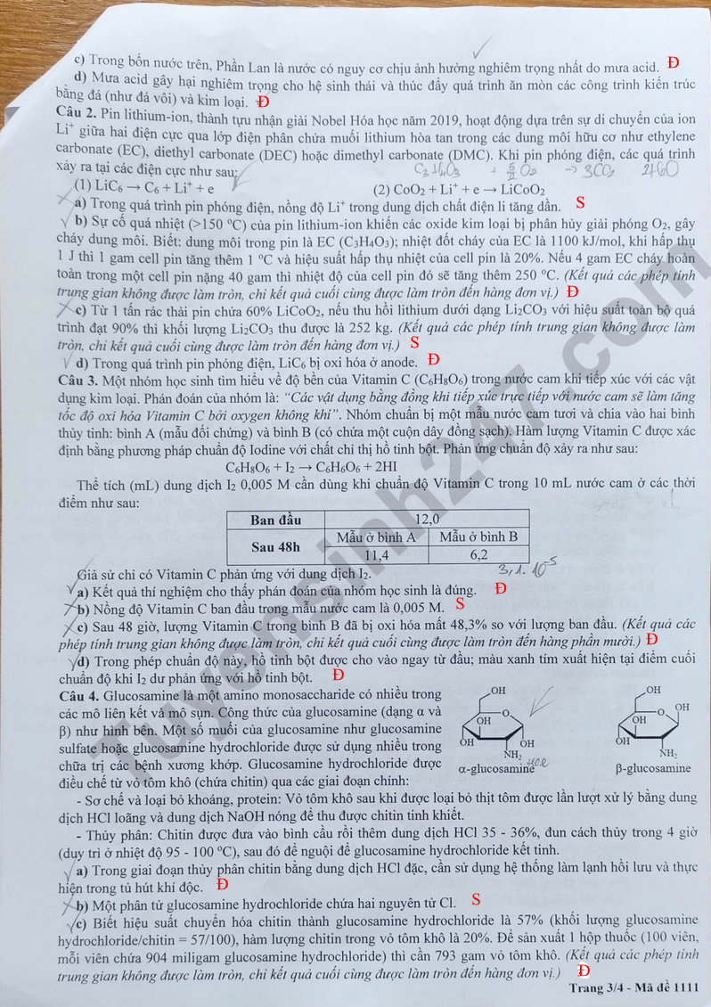 Huong dan giai mon Hoa De thi khao sat lop 12 - Ha Noi 2026