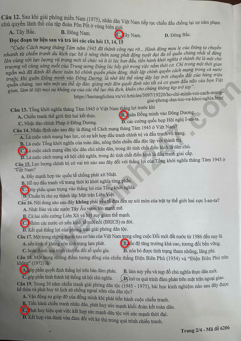 Huong dan giai De thi khao sat lop 12 mon Su 2026 - So GD Ha Noi