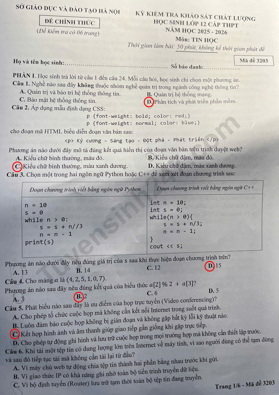 Huong dan giai mon Tin de thi khao sat lop 12 - Ha Noi 2026