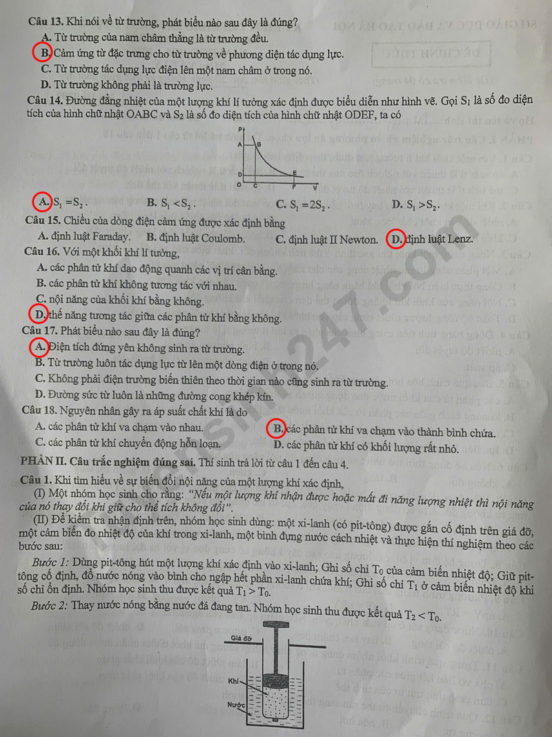 Huong dan giai De thi khao sat lop 12 mon Ly 2026 - So GD Ha Noi