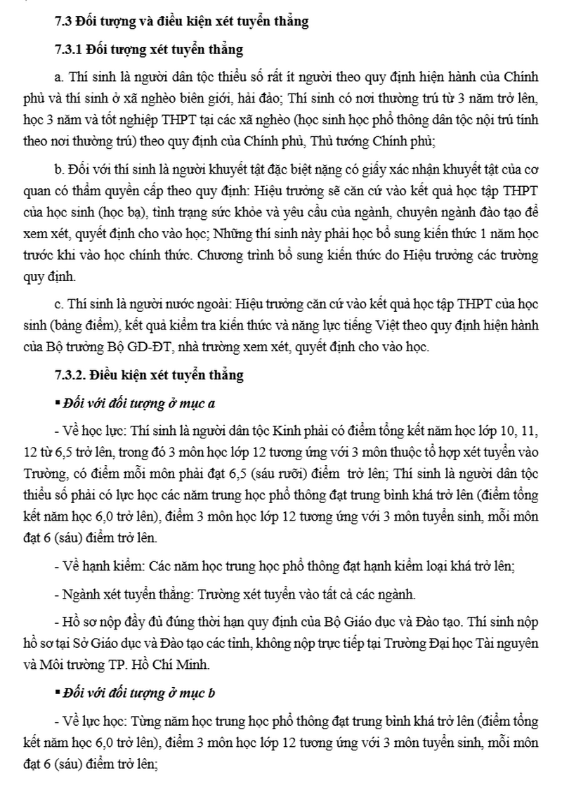 Thong tin tuyen sinh Dai hoc Tai Nguyen va Moi truong TPHCM 2026