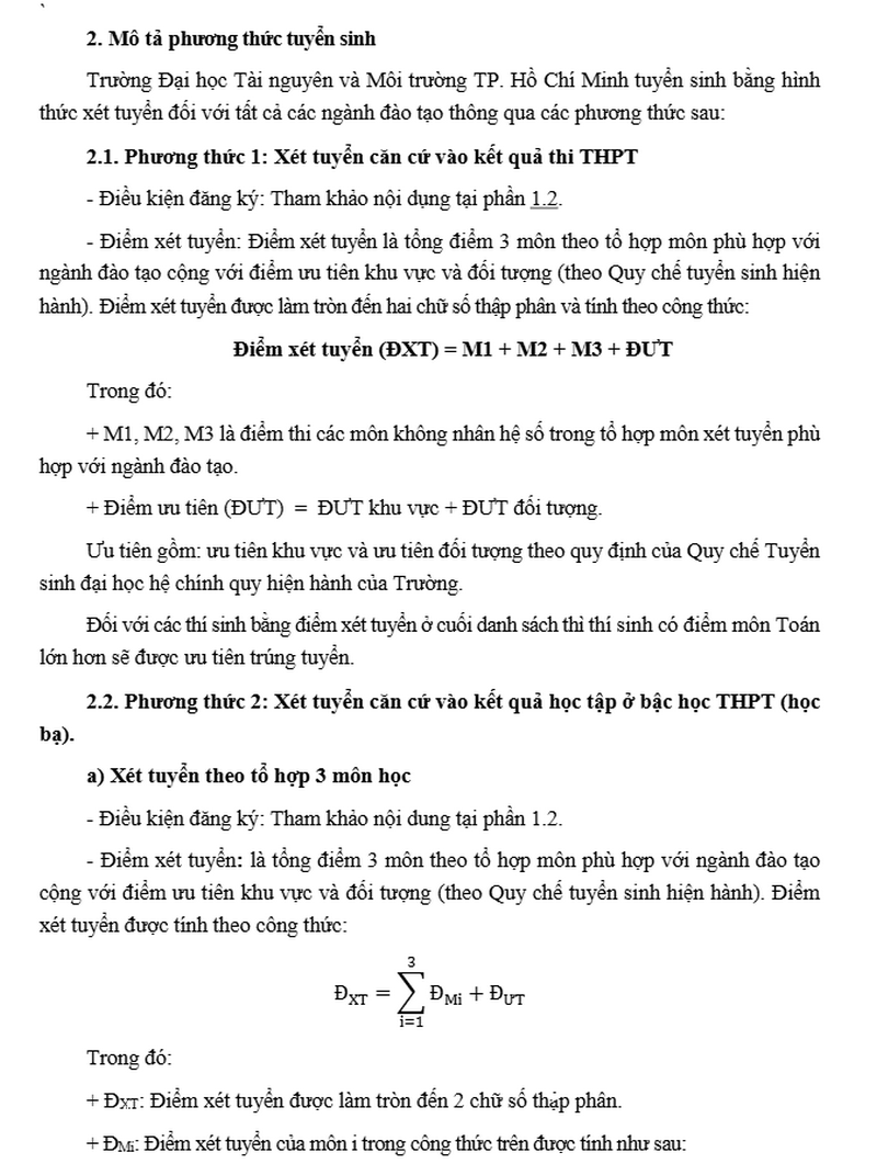 Thong tin tuyen sinh Dai hoc Tai Nguyen va Moi truong TPHCM 2026