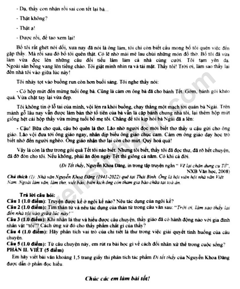 De thi giua ki 2 mon Van lop 8 - THCS Nguyen Du 2026