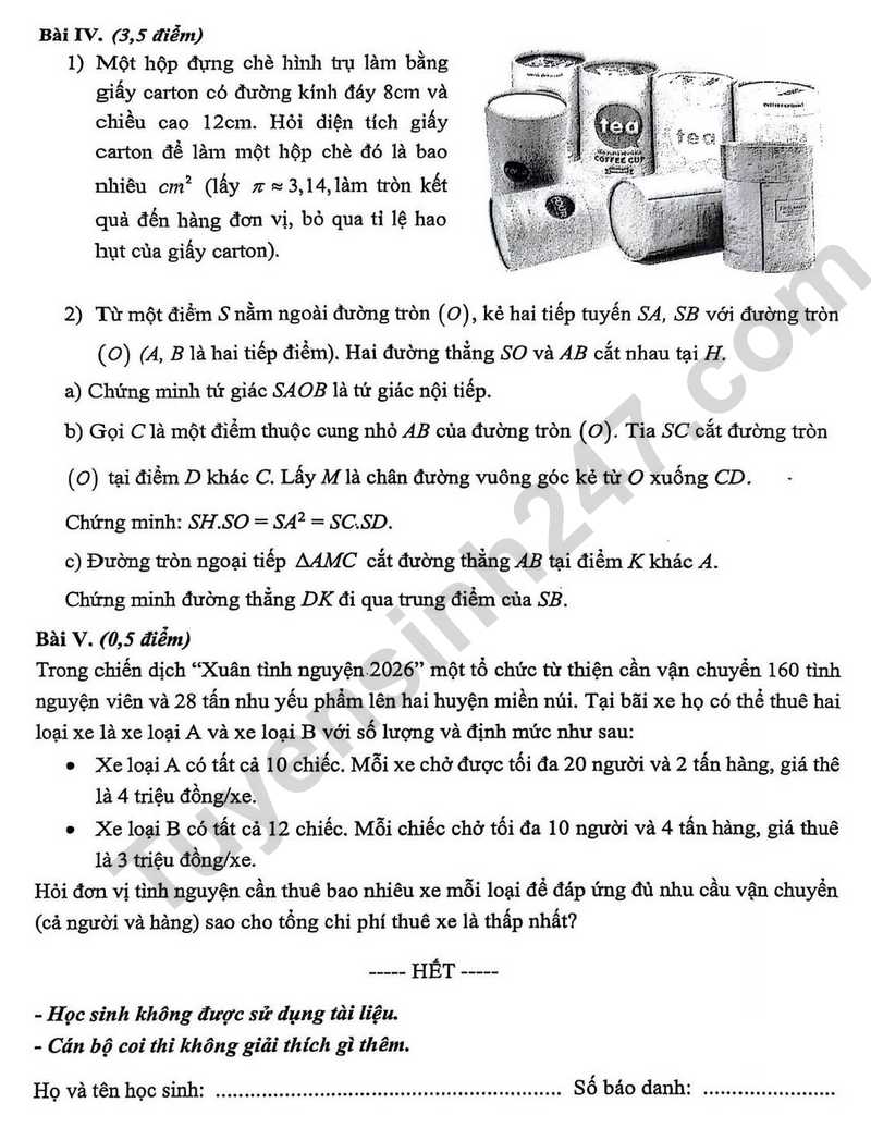 De thi giua ki 2 mon Toan lop 9 - THCS Trung Vuong 2026