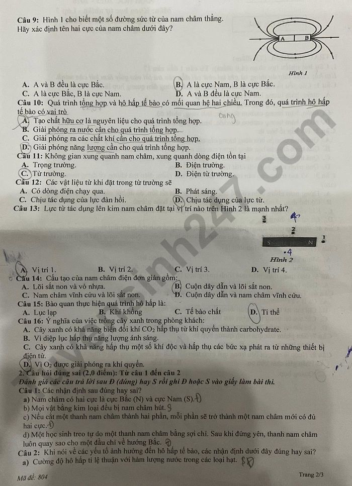 De thi giua ki 2 Khoa hoc tu nhien lop 7 THCS Le Quy Don 2026