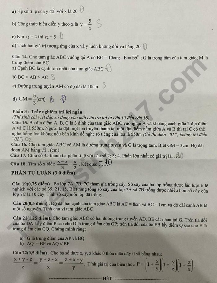 De thi giua ki 2 nam 2026 Toan 7 - THCS Le Quy Don