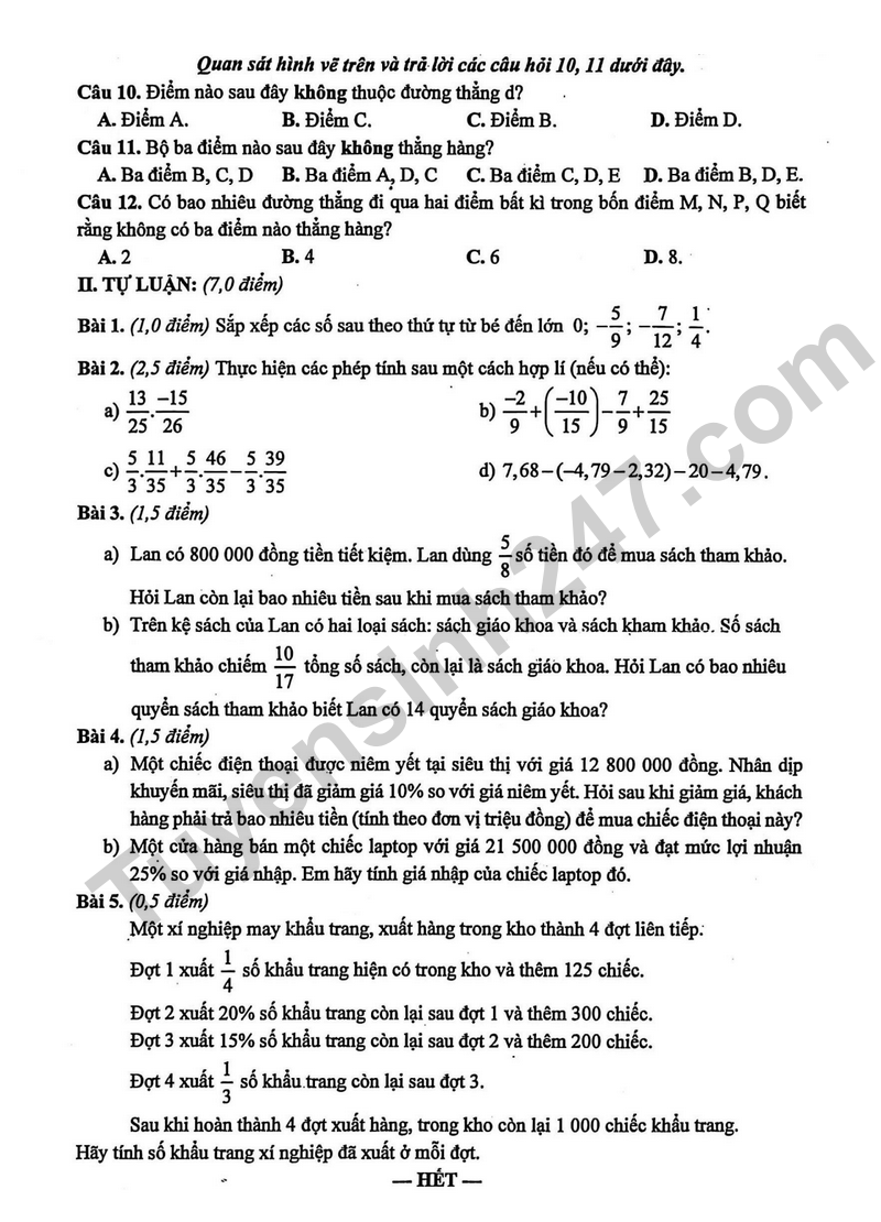 De giua ki 2 Toan 6 truong THCS Trung Vuong – Da Nang nam 2026