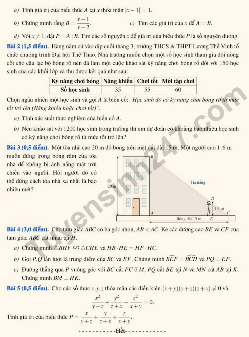 De giua hoc ky 2 Toan 8 truong Luong The Vinh – Ha Noi nam 2026 (Co dap an)