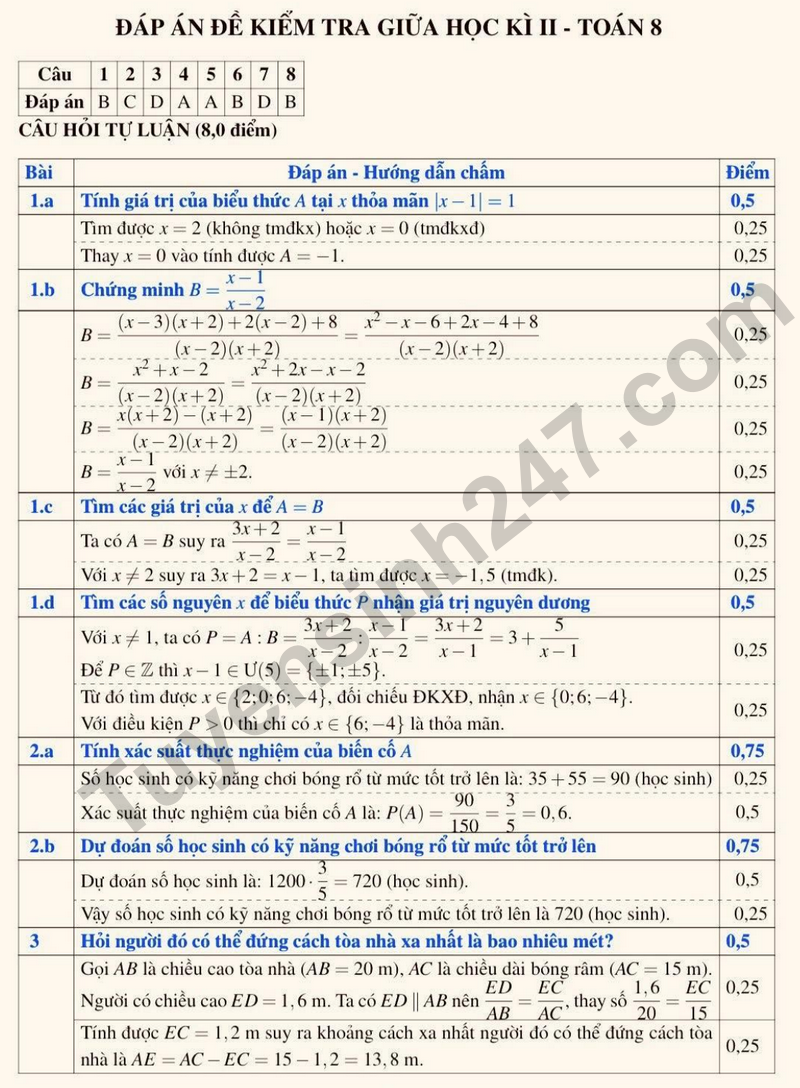 De giua hoc ky 2 Toan 8 truong Luong The Vinh – Ha Noi nam 2026 (Co dap an)