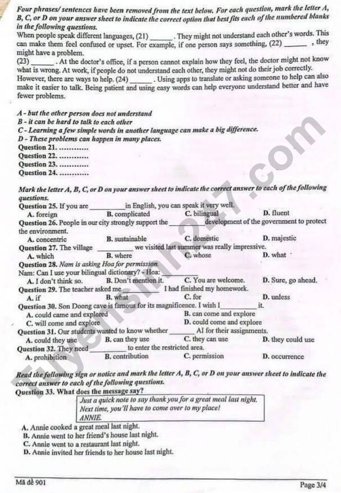 De thi giua ki 2 lop 9 mon Anh 2026 - THCS Chu Van An