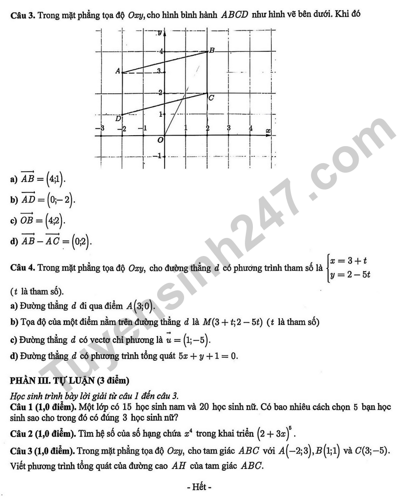 De giua hoc ki 2 Toan 10 truong THPT Binh Thuy nam 2026