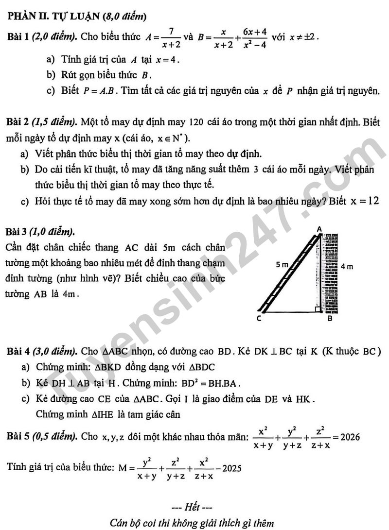 De giua ki 2 Toan 8 truong THCS Nguyen Cong Tru nam 2026