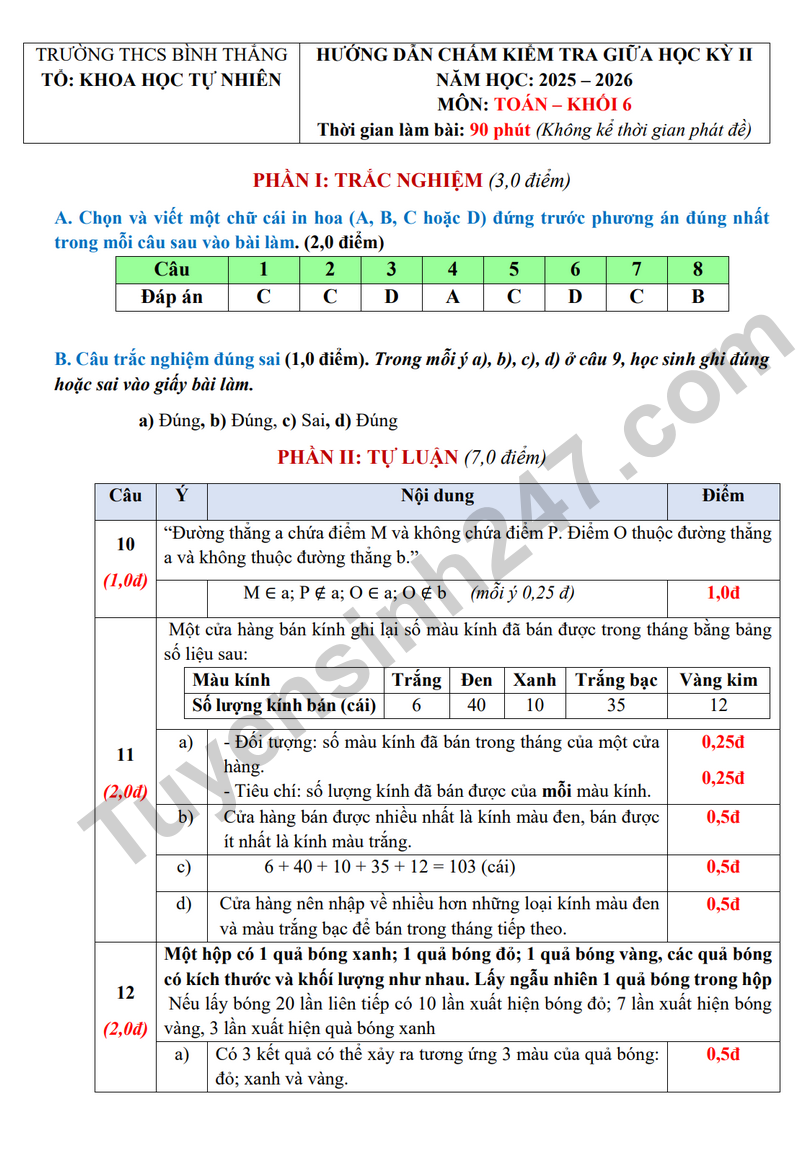 De thi giua hoc ky 2 Toan 6 THCS Binh Thang 2026 (Co dap an)