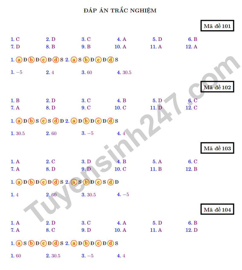 De giua ky 2 Toan 10 truong chuyen Luong The Vinh 2026 - Ma de 101 (Co dap an)