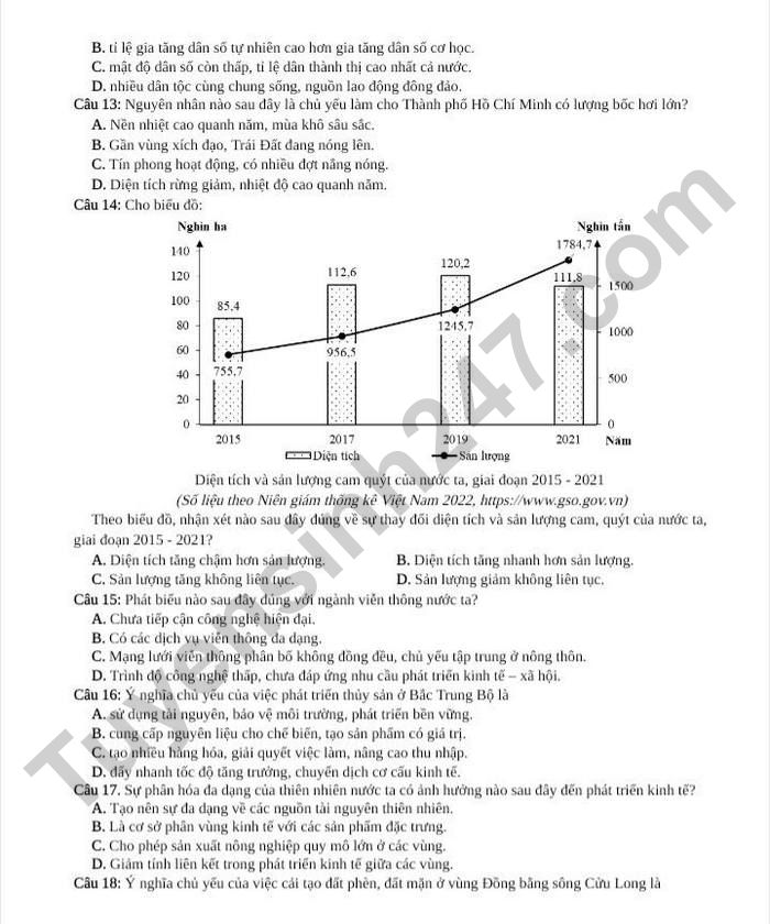 De thi thu TN THPT 2026 mon Dia - THPT Dong Bac Ga