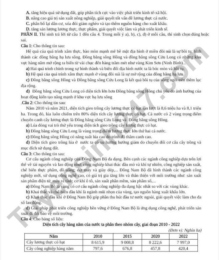 De thi thu TN THPT 2026 mon Dia - THPT Dong Bac Ga