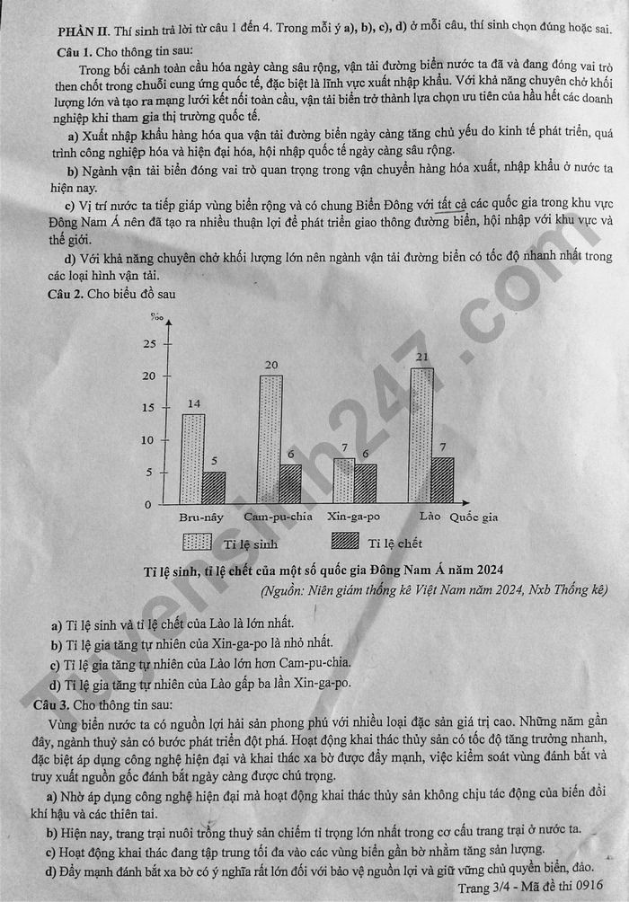 De thi thu mon Dia tot nghiep THPT 2026 lan 1 - So GD Tuyen Quang
