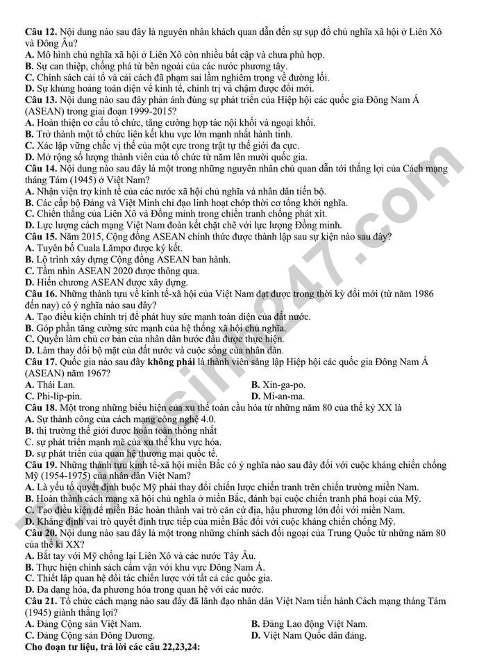 De thi thu tot nghiep THPT 2026 mon Su - So GDDT Tuyen Quang (lan 1)