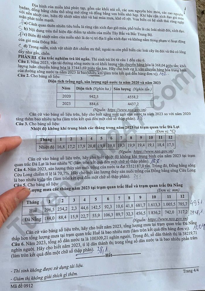 De thi thu tot nghiep THPT 2026 lan 1 mon Dia - So GD Son La