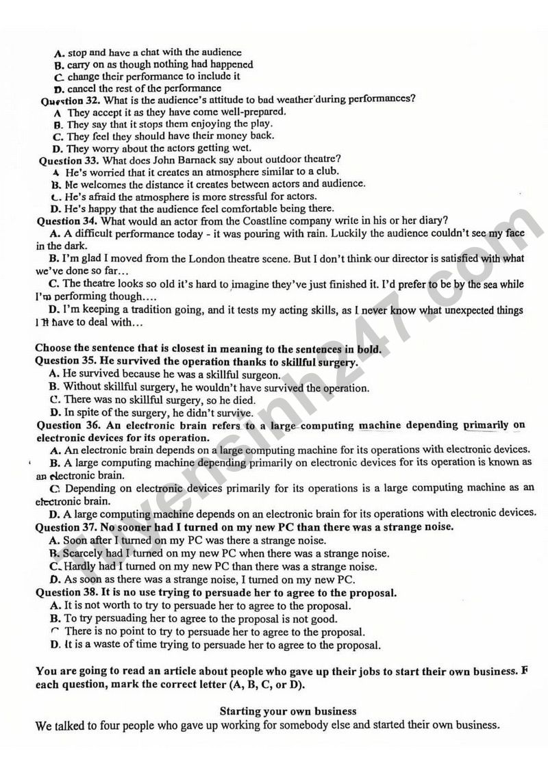 De thi thu lop 10 mon tieng Anh Truong THPT Chuyen DH Su pham Ha Noi nam 2026