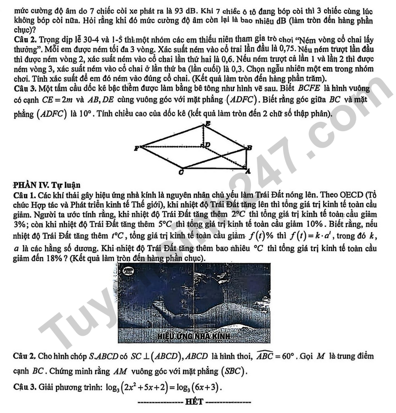 De giua ki 2 Toan 11 truong THPT Ninh Binh nam 2026