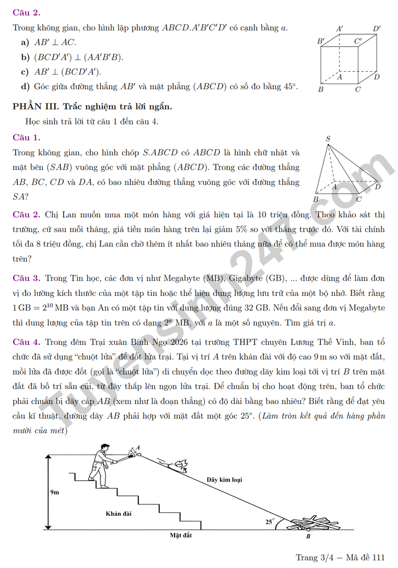 De giua ky 2 Toan 11 truong chuyen Luong The Vinh nam 2026 (Co dap an)