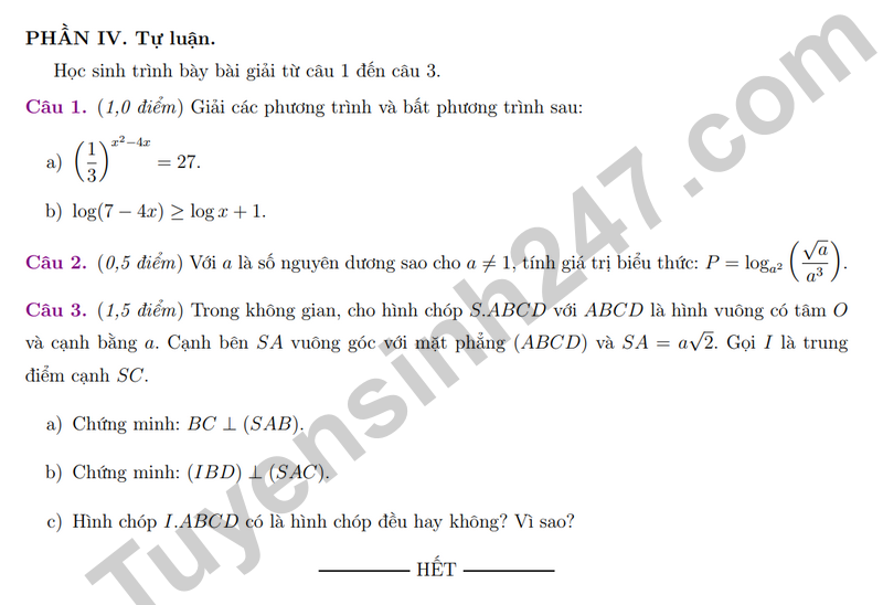 De giua ky 2 Toan 11 truong chuyen Luong The Vinh nam 2026 (Co dap an)