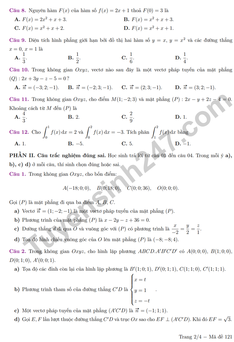 De giua ky 2 Toan 12 truong chuyen Luong The Vinh nam 2026 (Co dap an)